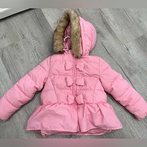 Gymboree Pink Puffer Jacket with Faux Fur Hood